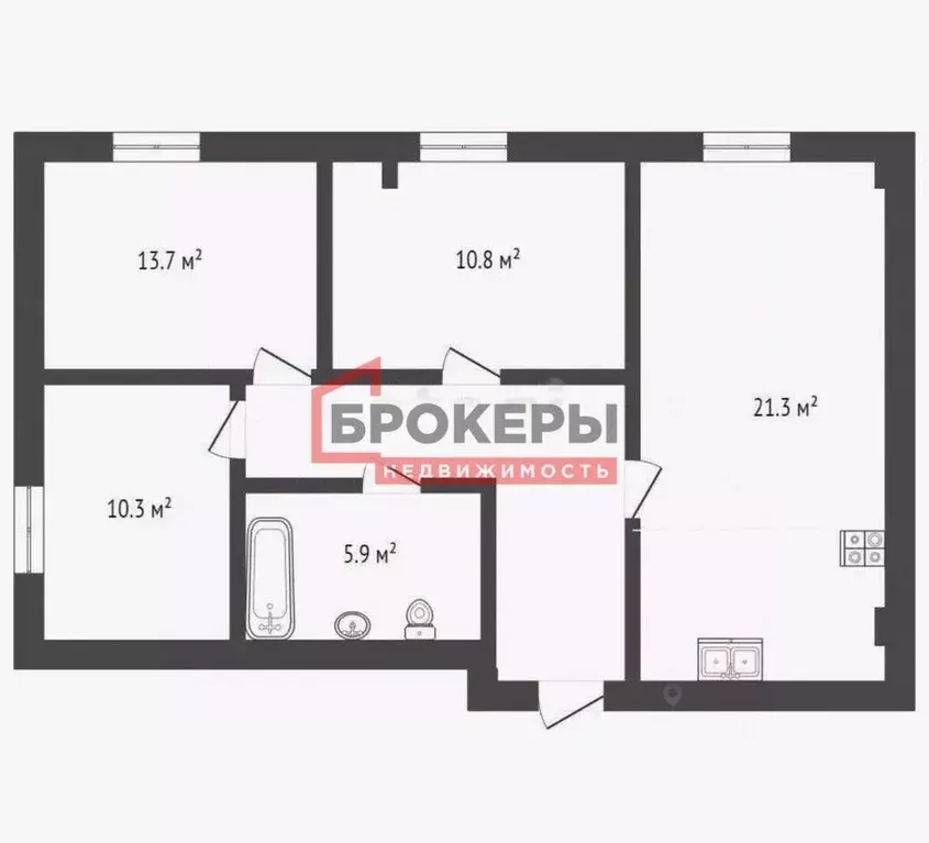 3-к кв. Севастополь ул. Адмирала Фадеева, 46Бк2 (71.0 м) - Фото 2