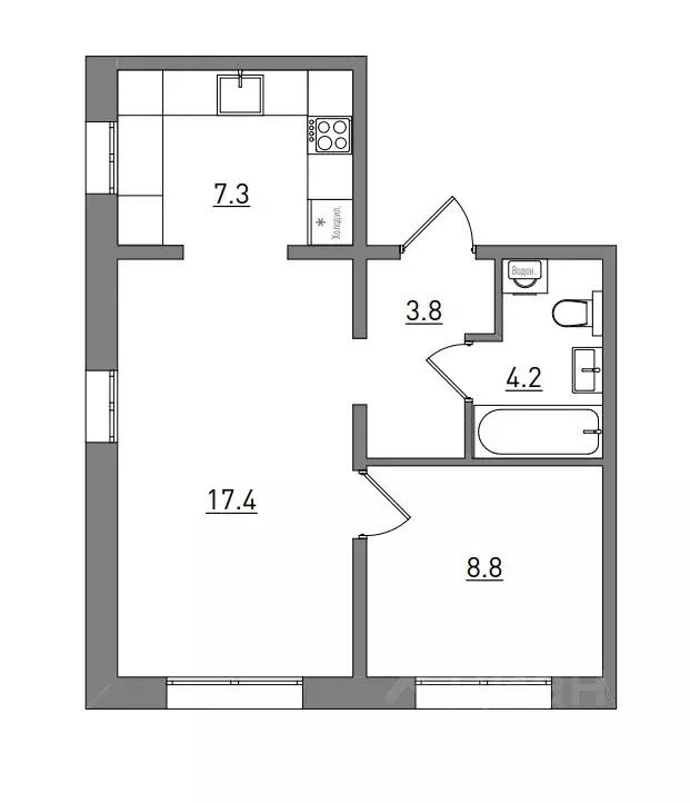 2-к кв. Кировская область, Киров бул. Прибрежный, 6 (41.5 м) - Фото 1