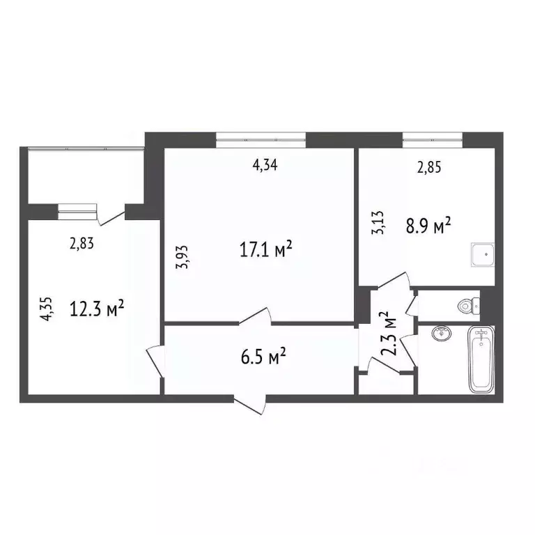 2-к кв. Красноярский край, Красноярск ул. Борисевича, 21 (52.3 м) - Фото 2