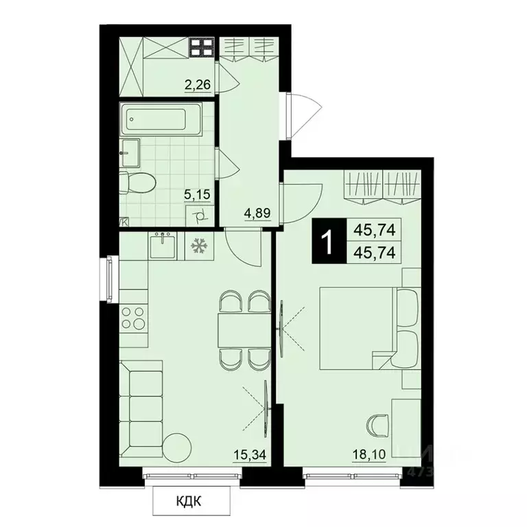 1-к кв. Самарская область, Самара АмГрад жилой комплекс (45.74 м) - Фото 1