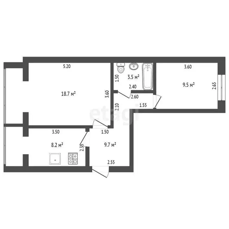 2-комнатная квартира: Нарткала, улица Ленина, 76 (53.7 м) - Фото 0