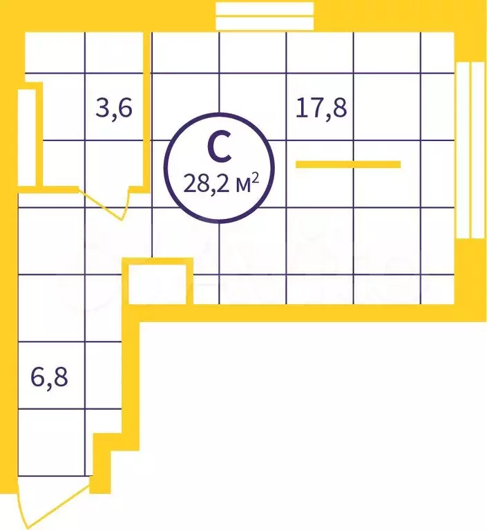 Квартира-студия, 28,2м, 15/24эт. - Фото 1