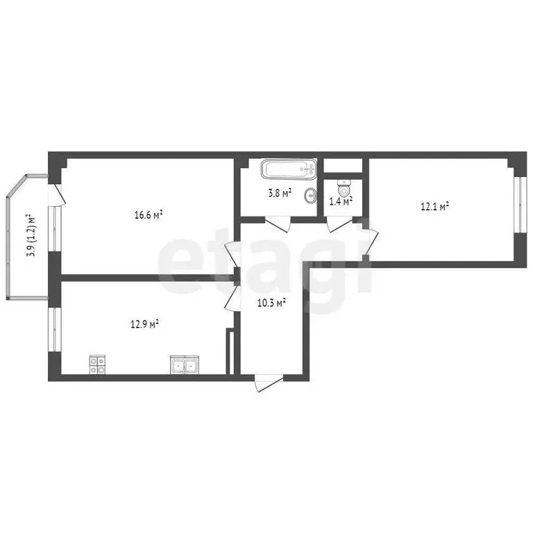 2-комнатная квартира: Севастополь, улица Павла Корчагина, 23 (56.9 м) - Фото 1