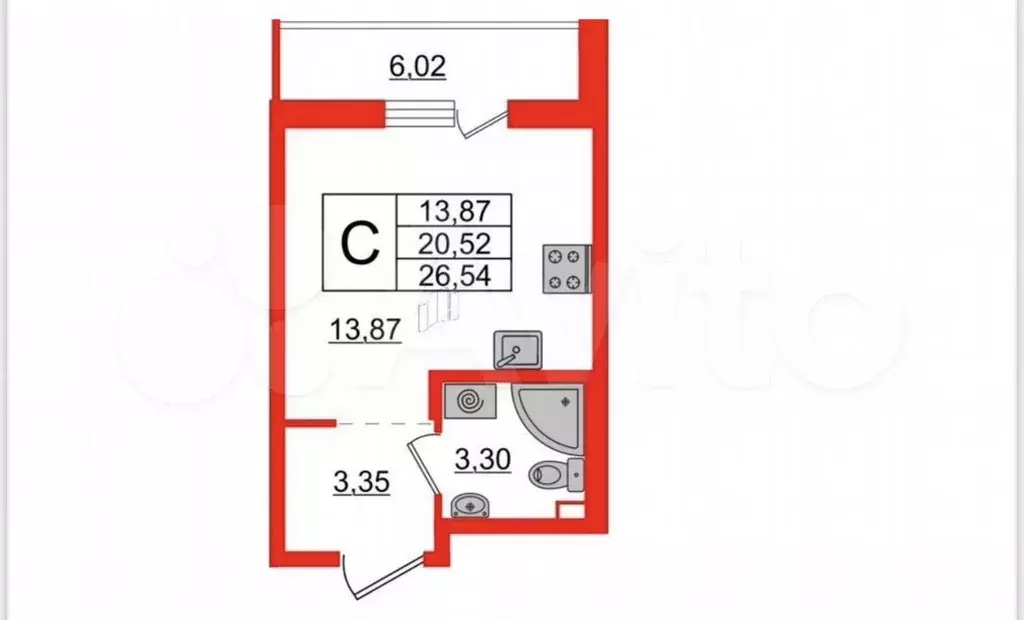 Квартира-студия, 26 м, 14/18 эт. - Фото 0