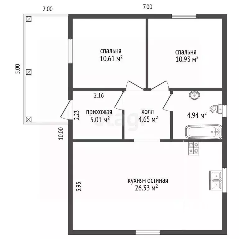 Дом в Вологодская область, пос. Можайское ул. Барская, 12А (70 м) - Фото 1
