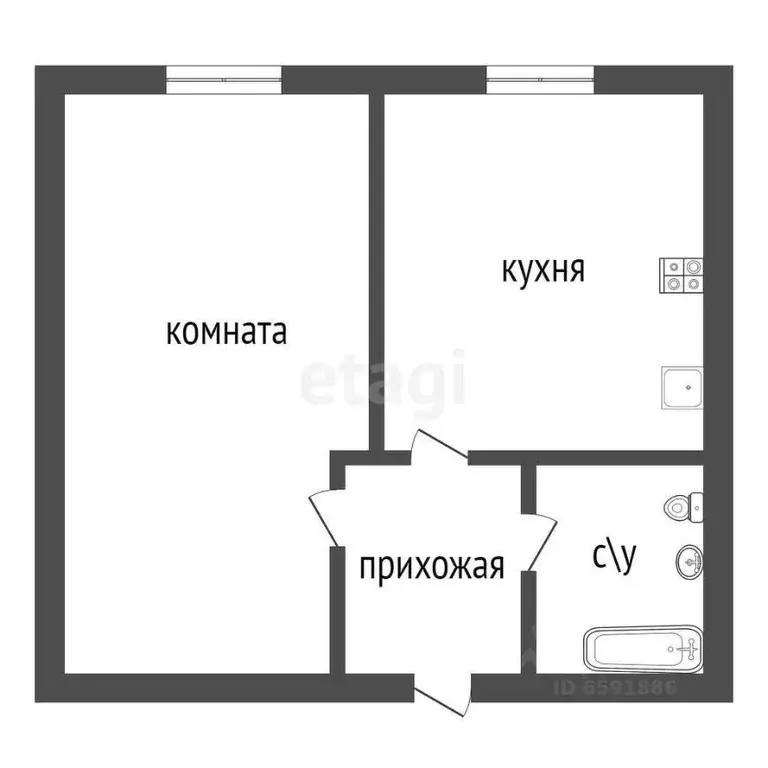 1-к кв. Тульская область, Тула Октябрьская ул., 38к2 (48.2 м) - Фото 1