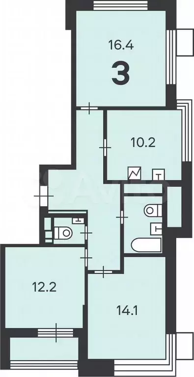 Аукцион: 3-к. квартира, 70,7 м, 2/12 эт. - Фото 0