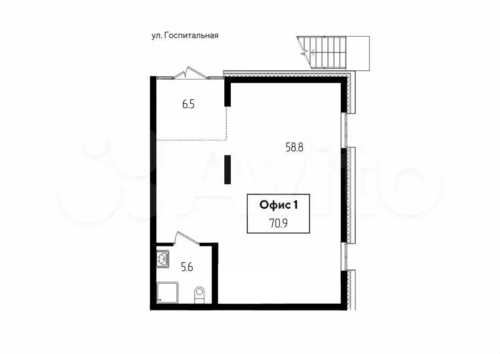 Помещение свободного назначения, 70.9 м - Фото 1