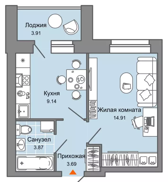 1-к кв. Кировская область, Киров Знак жилой комплекс (34.0 м) - Фото 0