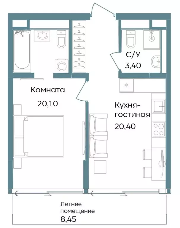 2-комнатная квартира: Республика Крым, Саки, курортный кластер Темпо ... - Фото 0