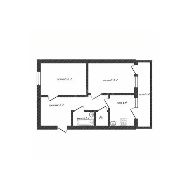 2-к кв. Башкортостан, Салават Октябрьская ул., 72 (51.4 м) - Фото 2