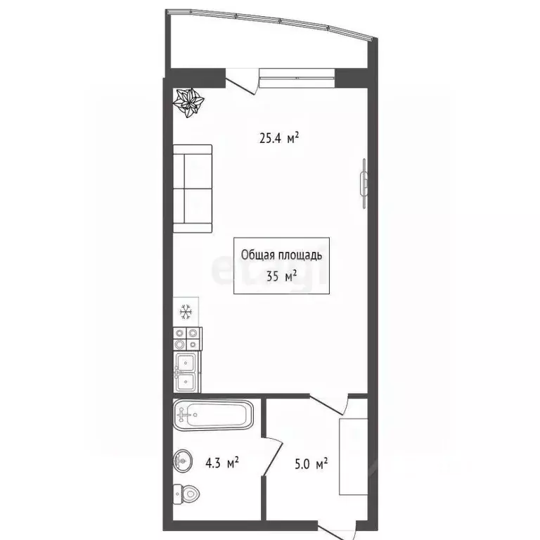 Студия Новосибирская область, Новосибирск Кавалерийская ул., 3/1 (35.0 ... - Фото 2