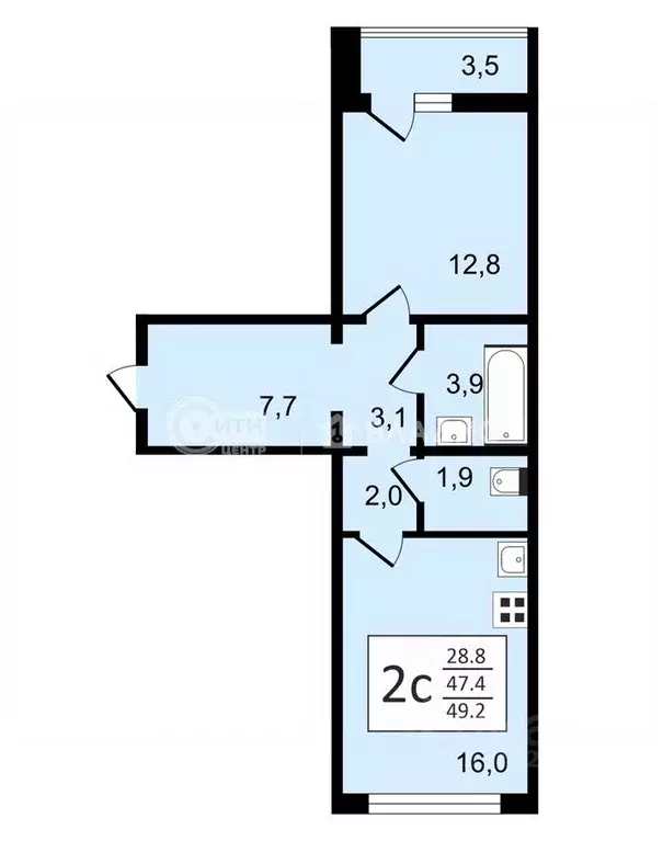 2-к кв. Воронежская область, Воронеж ул. Пескова, 8 (49.2 м) - Фото 0