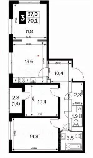 4-к кв. Московская область, Ленинский городской округ, пос. Битца ... - Фото 2