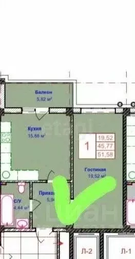 1-к кв. Дагестан, Махачкала просп. Насрутдинова, 272В (51.6 м) - Фото 1