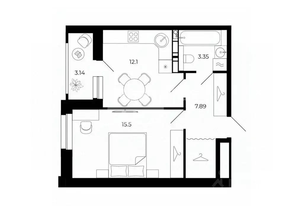 1-к кв. Липецкая область, Липецк просп. Победы, 99 (40.81 м) - Фото 2