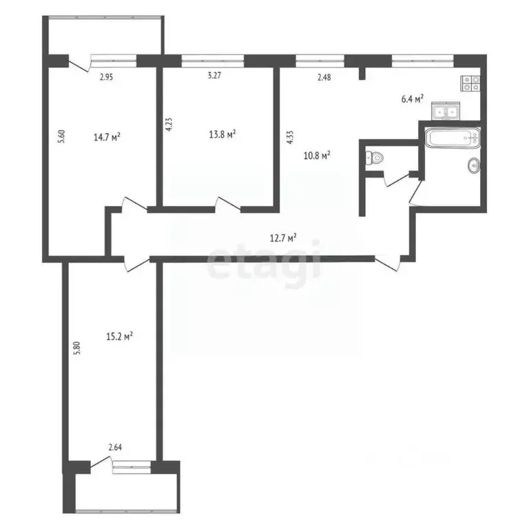 4-к кв. Архангельская область, Архангельск ул. Полины Осипенко, 5 ... - Фото 2