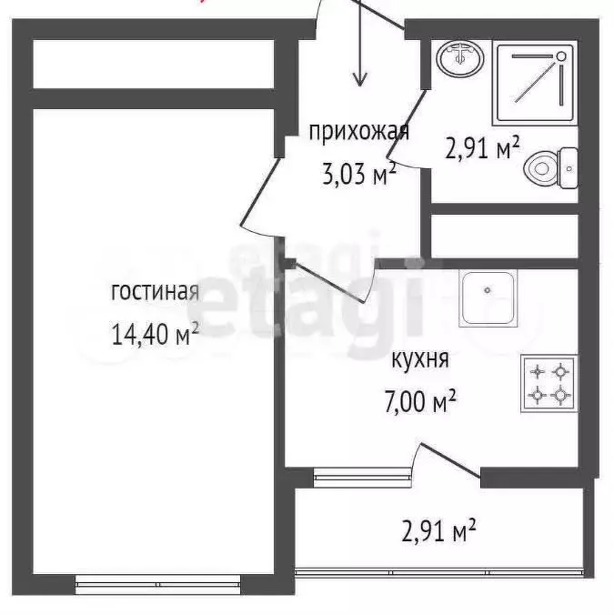 1-к. квартира, 31,5 м, 22/25 эт. - Фото 0