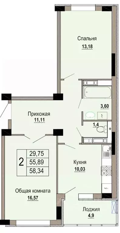 2-к кв. Белгородская область, Старый Оскол Степной мкр, 34 (58.34 м) - Фото 0