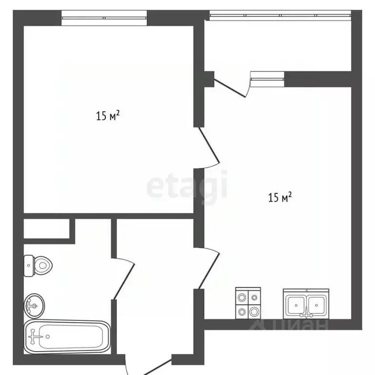 1-к кв. Санкт-Петербург ул. Крыленко, 6к3 (35.1 м) - Фото 2