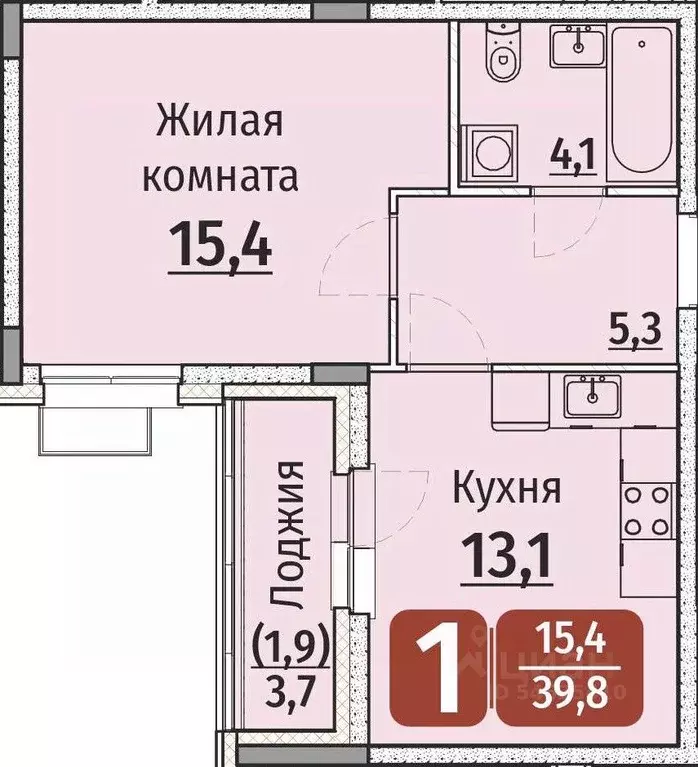 1-к кв. Чувашия, Чебоксары ул. Энергетиков (41.65 м) - Фото 1