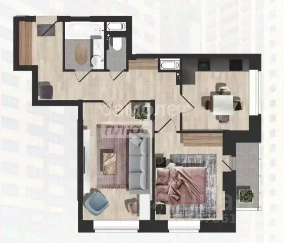 2-к кв. Липецкая область, Липецк Московская ул., 159к2 (60.0 м) - Фото 2