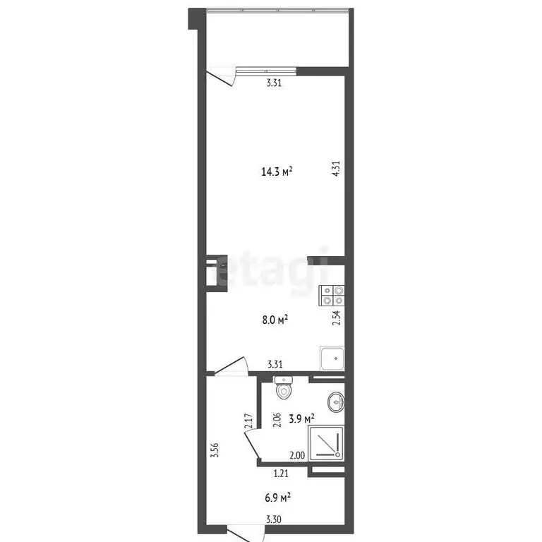 Квартира-студия: Ялта, улица Кирова, 155Ак2 (33.5 м) - Фото 1
