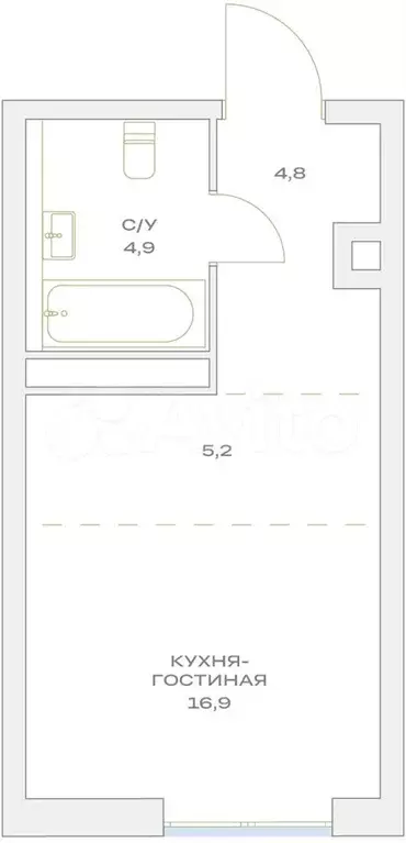 Квартира-студия, 27 м, 7/23 эт. - Фото 1