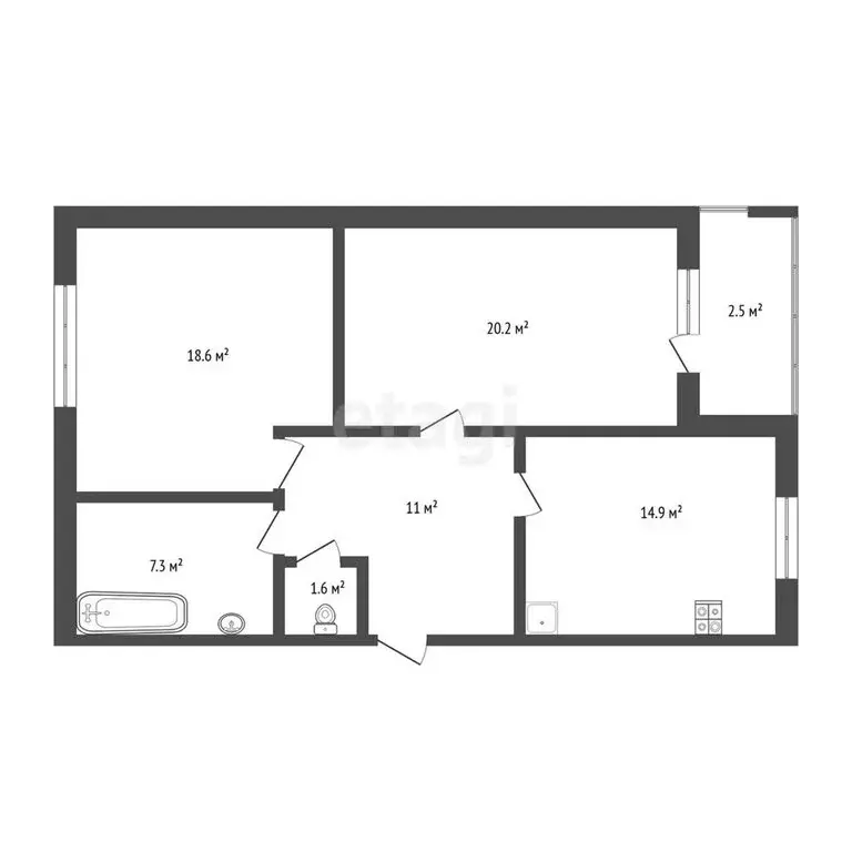2-комнатная квартира: Саранск, Большевистская улица, 111Б (76.1 м) - Фото 0
