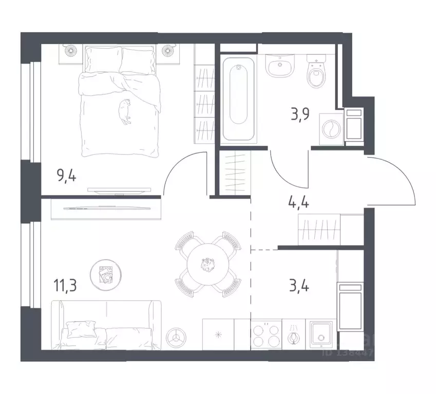 1-к кв. Московская область, Мытищи пер. 1-й Стрелковый, 5 (31.9 м) - Фото 1