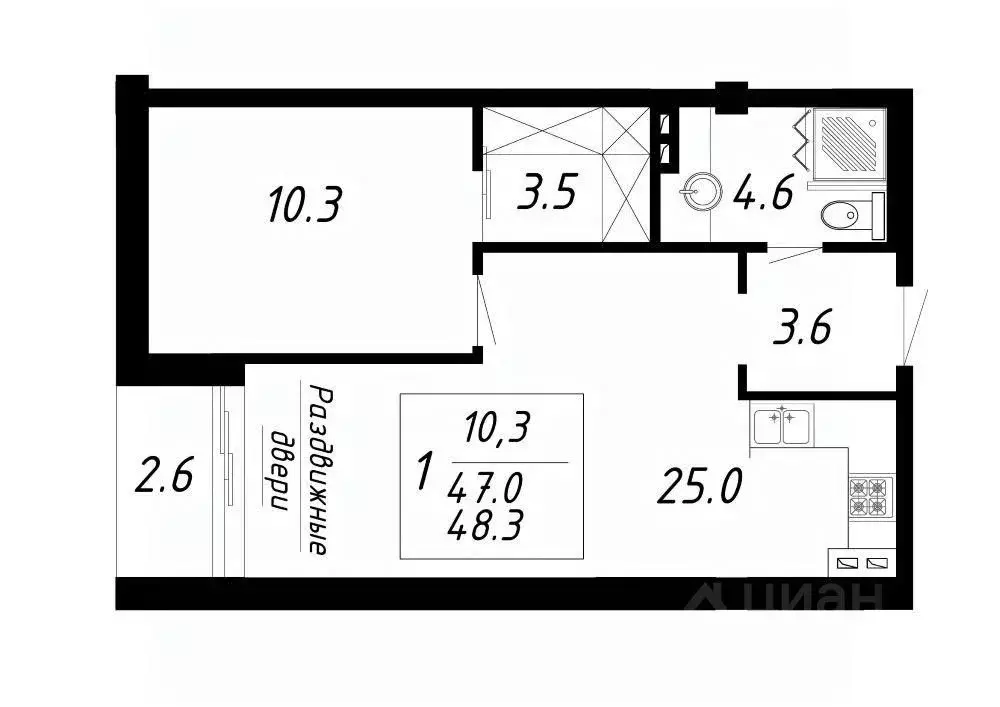 1-к кв. Ставропольский край, Ессентуки Озеро жилой комплекс (48.3 м) - Фото 1