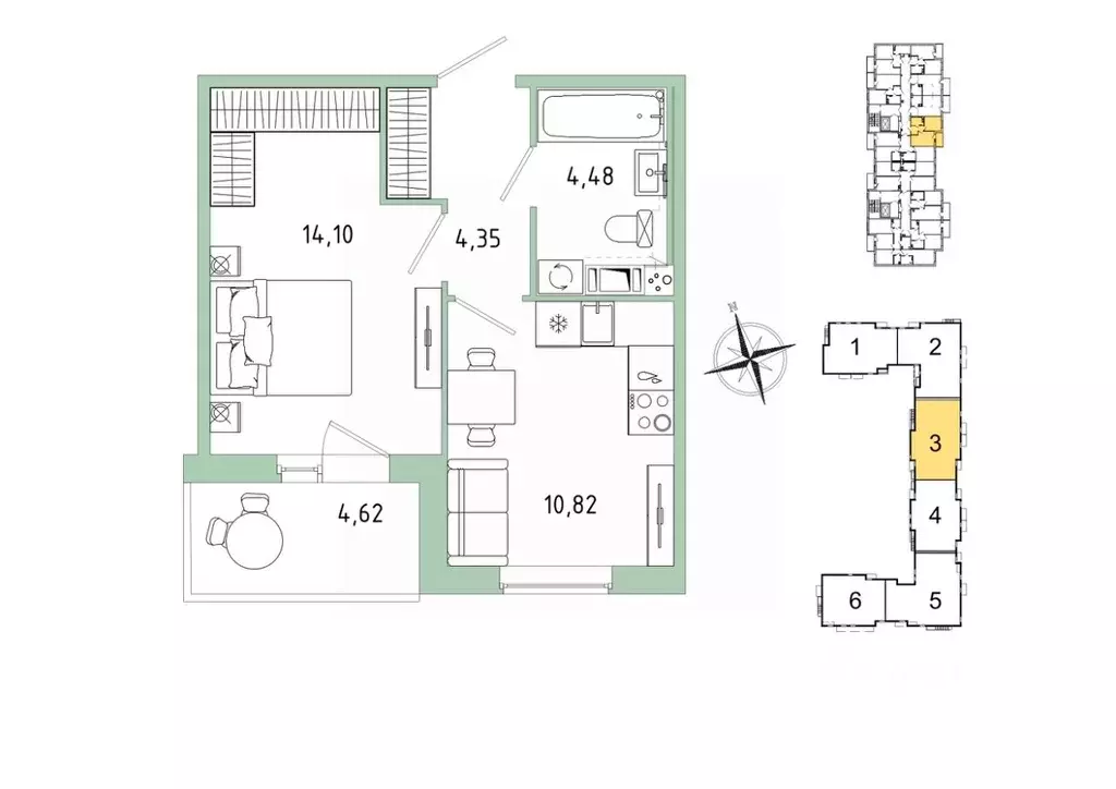 1-к кв. Ленинградская область, Гатчина Въезд мкр,  (36.06 м) - Фото 1