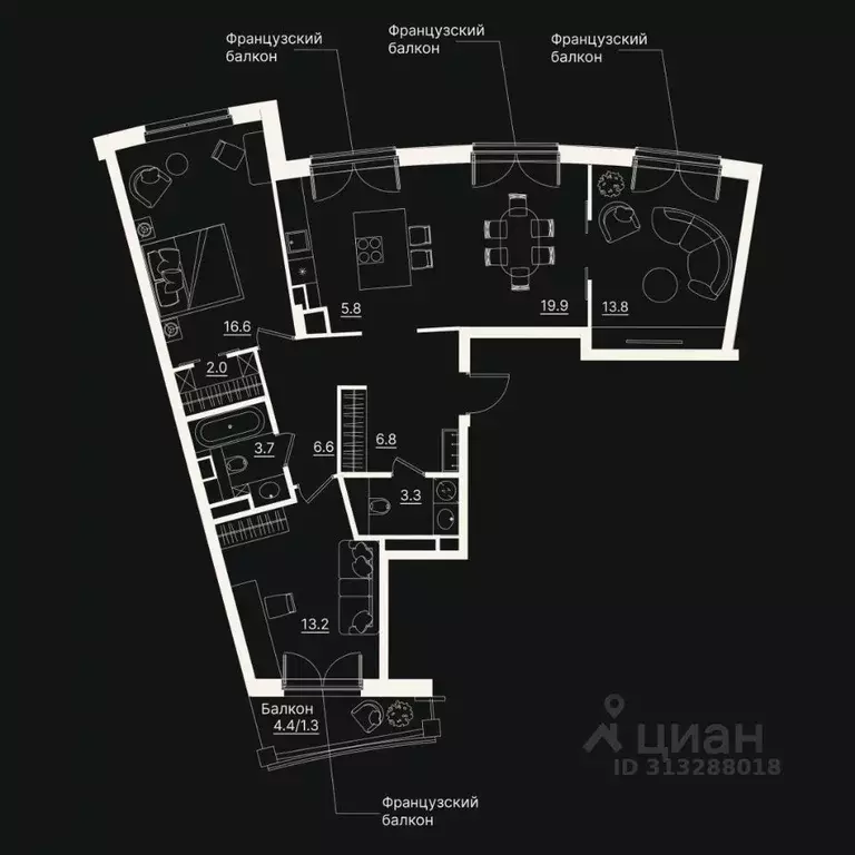 3-к кв. Тюменская область, Тюмень ул. Щербакова, 2к3 (95.98 м) - Фото 0