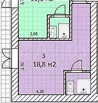 Апартаменты-студия, 18 м, 1/5 эт. - Фото 0