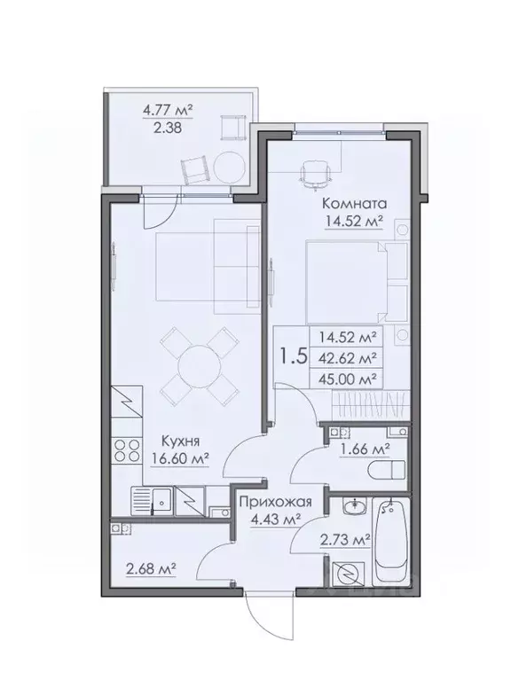 1-к кв. Ленинградская область, Выборг Центральный мкр, Папула кв-л, ... - Фото 1