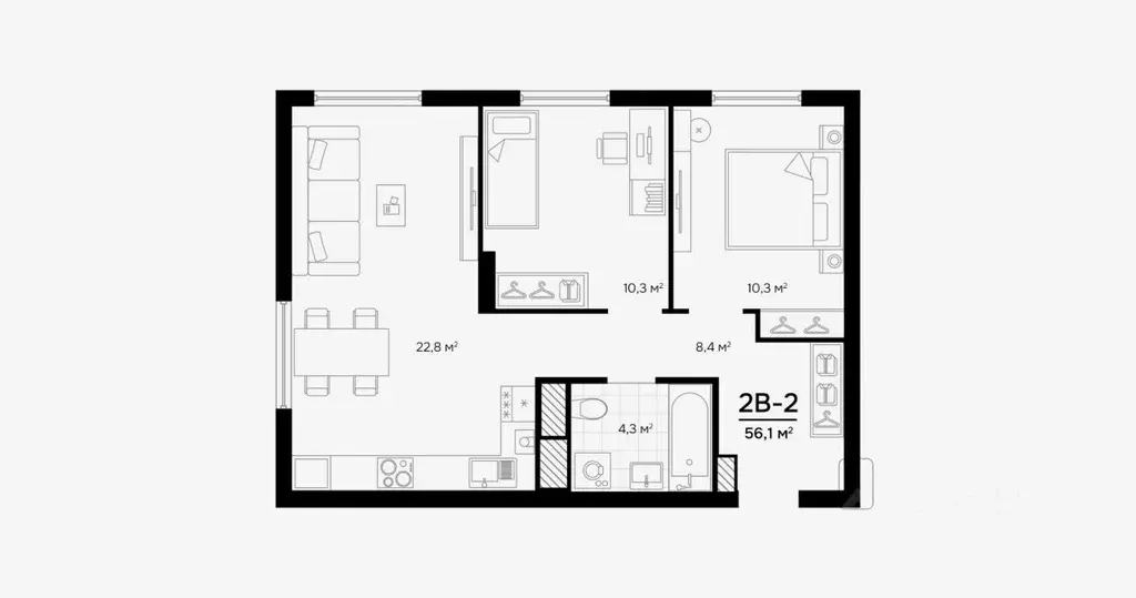 2-к кв. Астраханская область, Астрахань ул. Бехтерева, 8 (56.1 м) - Фото 1