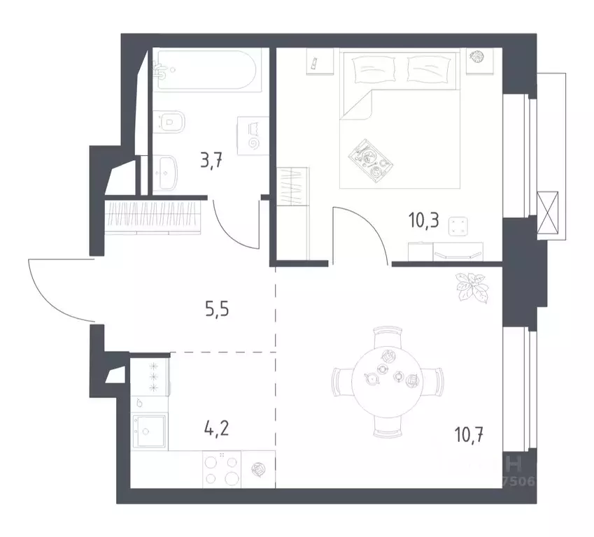1-к кв. Москва Верейская 41 жилой комплекс, 3.1 (34.4 м) - Фото 1
