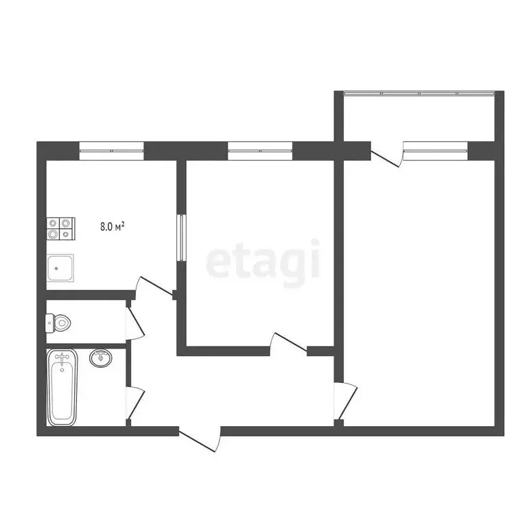 2-комнатная квартира: Тамбов, улица Карла Маркса, 176 (52.6 м) - Фото 0