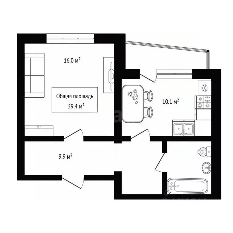 1-к кв. Новосибирская область, Новосибирск Хилокская ул., 3/2 (39.4 м) - Фото 1