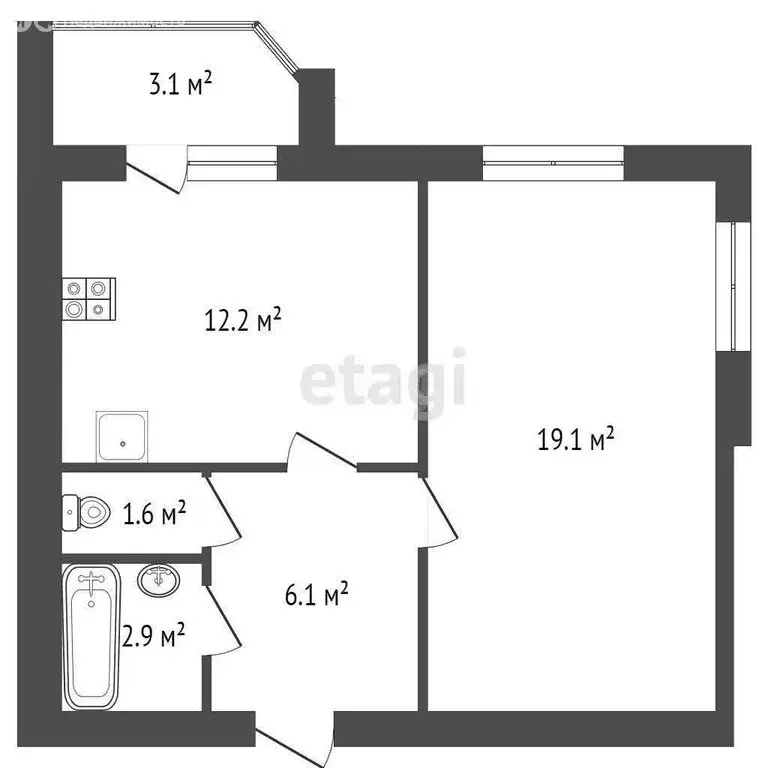 1-комнатная квартира: Ковров, аллея Победителей, 4 (41.9 м) - Фото 1
