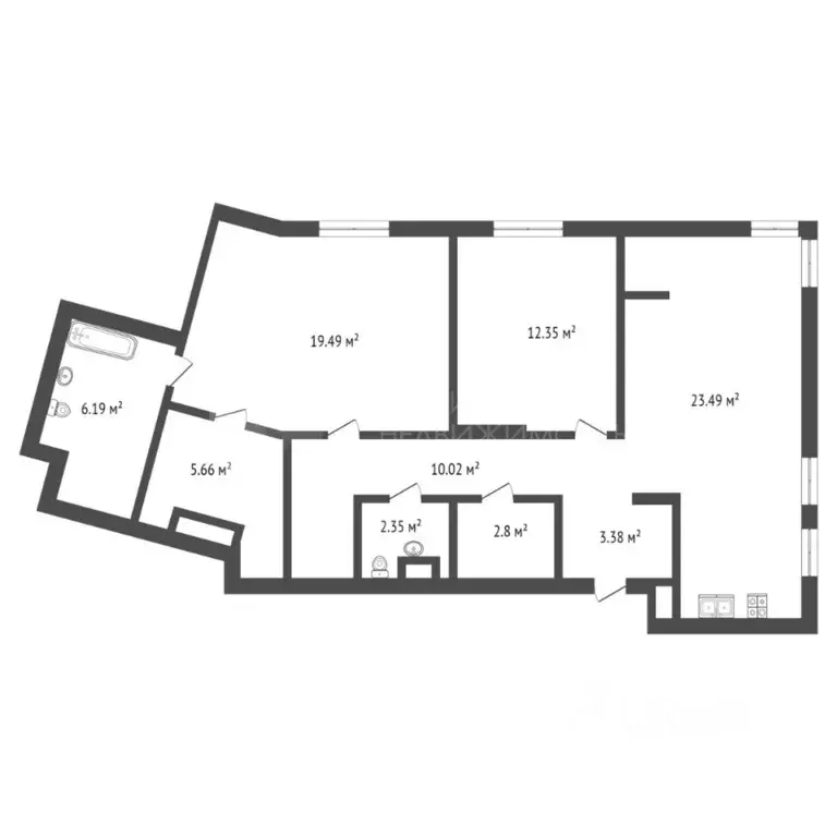 3-к кв. Тюменская область, Тюмень ул. Ю.-Р.Г. Эрвье, 38 (86.0 м) - Фото 1