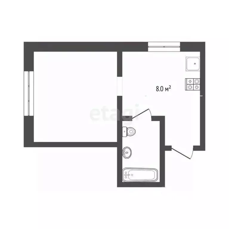 1-к кв. Тюменская область, Тюмень ул. Тальниковая, 9 (26.0 м) - Фото 1
