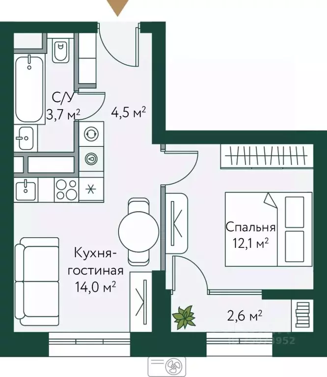 1-к кв. Волгоградская область, Волгоград Новосибирская ул., 74с1 ... - Фото 1