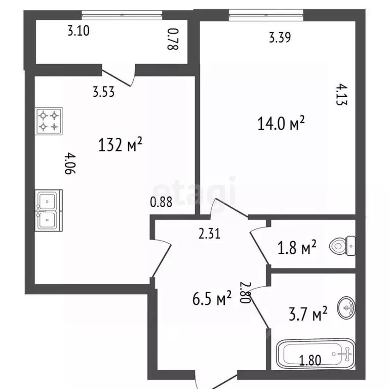 1-к кв. Санкт-Петербург Кременчугская ул., 21к3 (38.6 м) - Фото 2