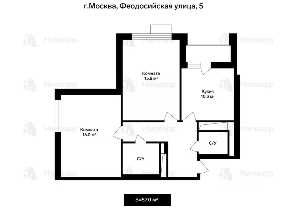 2-к кв. Москва Феодосийская ул., 5 (57.0 м) - Фото 2