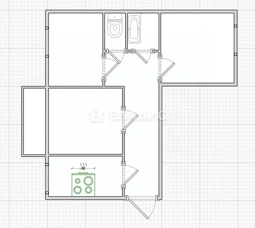 3-к кв. Пензенская область, Пенза ул. Пушанина, 2 (69.0 м) - Фото 2