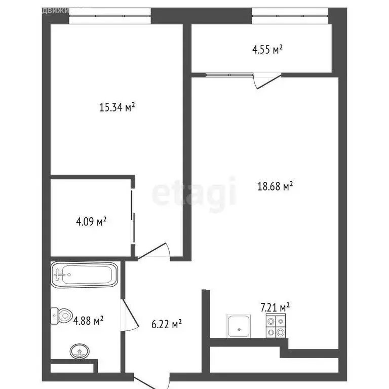 1-комнатная квартира: Тюмень, улица Евгения Войнова, 7 (60.97 м) - Фото 0
