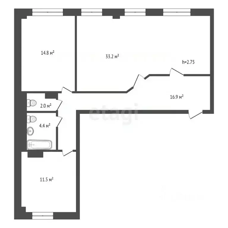 3-к кв. Красноярский край, Красноярск Северный мкр, ул. Водопьянова, ... - Фото 2
