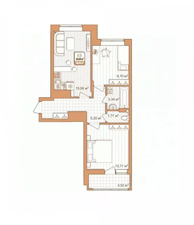 2-к кв. Тульская область, Тула проезд 2-й Клинской, 8 (52.5 м) - Фото 0