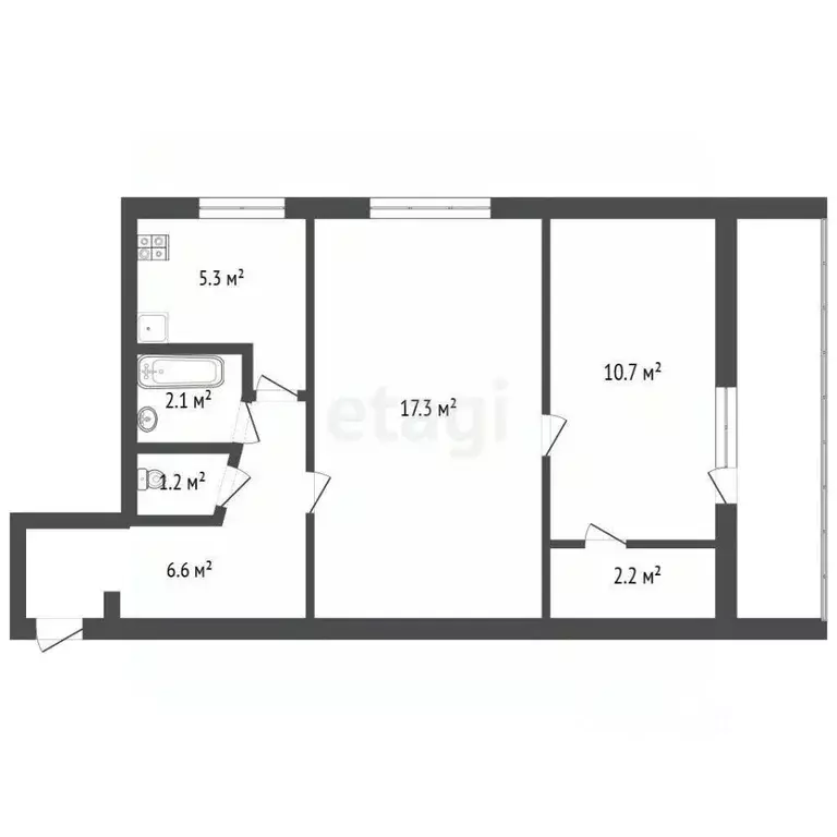 2-к кв. Севастополь просп. Генерала Острякова, 49 (48.8 м) - Фото 1
